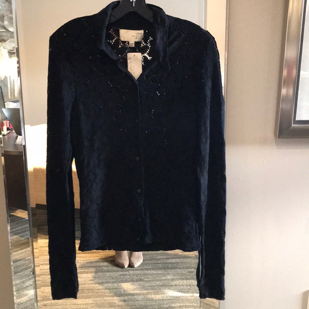 J.O.A. Button up lace blouse black XS Polo